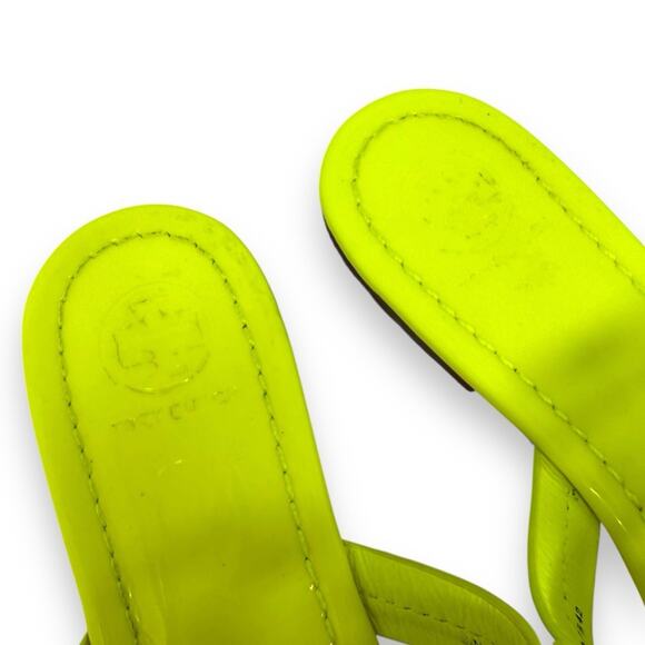 Tory Burch Patent Leather Miller Sandal Fluorescent Neon Yellow 6 Women’s - Picture 2 of 11